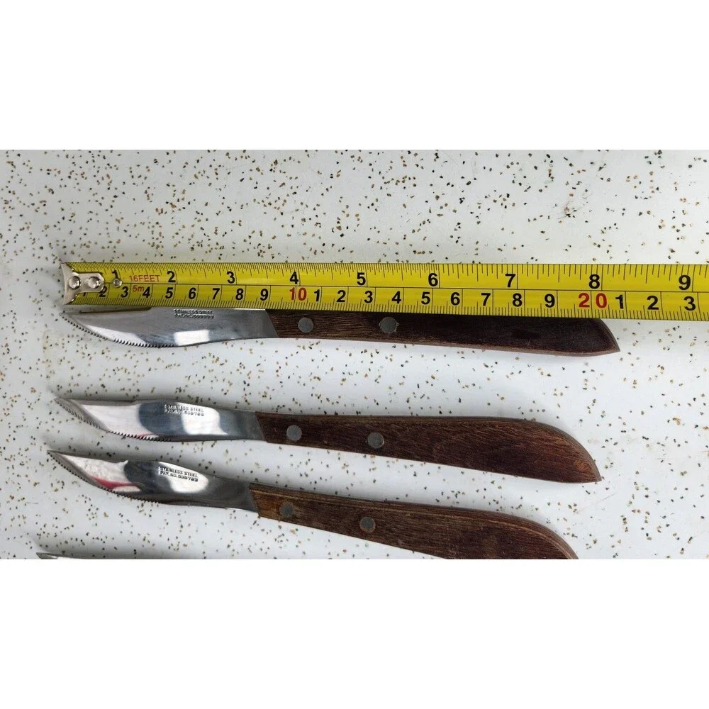 Vintage Stainless Serrated Steak Knives Wood Handle Japan 8